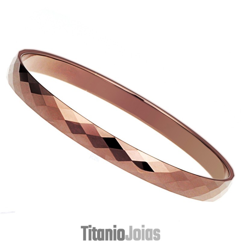 Pulseira De Casal Em Ouro Rosa Com Alto Polimento De Tungstênio C889