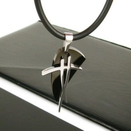 Colar Com Pingente De Aço Titânio Sutra Man Black Symbol Para Presente