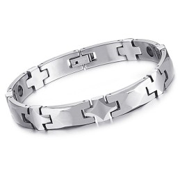 Pulseira De Tungstênio De Alto Polimento Saudável Com Pedra Magnética Energética C938