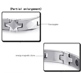 Pulseira De Tungstênio De Alto Polimento Saudável Com Pedra Magnética Energética C938