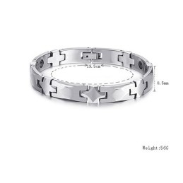 Pulseira De Tungstênio De Alto Polimento Saudável Com Pedra Magnética Energética C938