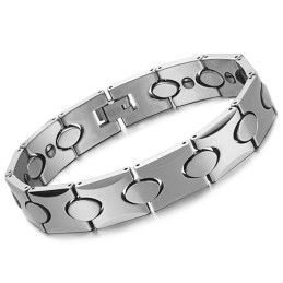 Pulseira De Prata Tungstênio Com Pedra Magnética Energética C944