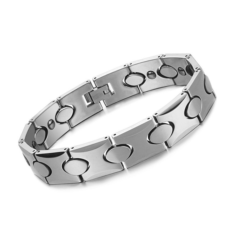 Pulseira De Prata Tungstênio Com Pedra Magnética Energética C944 Pulseira De Prata Tungstênio Com Pedra Magnética Energética C944