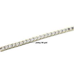 Pulseira De Elos De Trigo Em Prata E Tungstênio Com Banho De Ouro 18K C933
