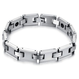 Pulseira De Saúde Energética Magnética H-Link De Prata E Tungstênio C748