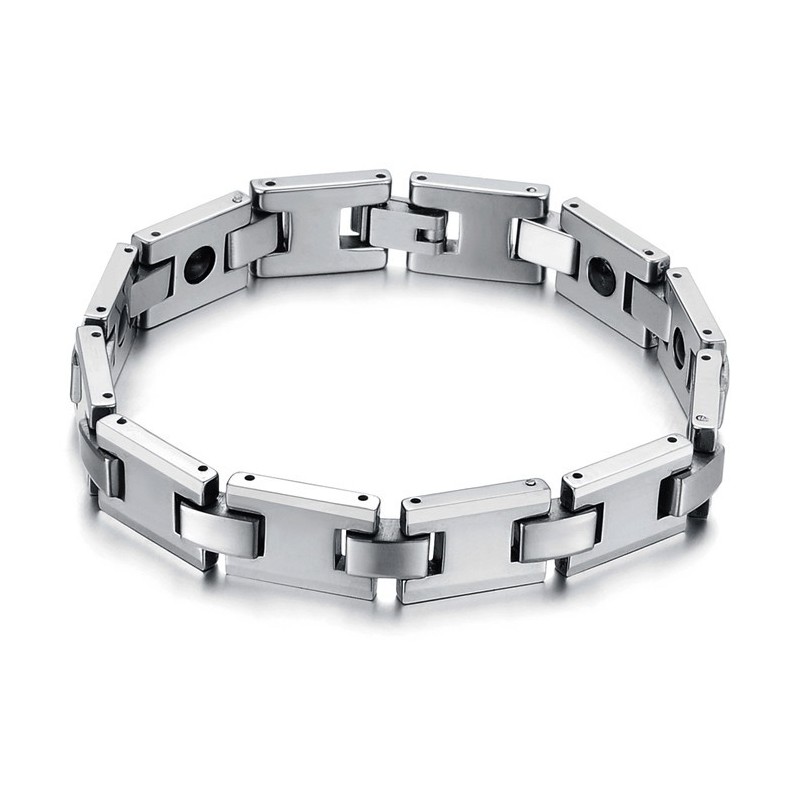 Pulseira De Saúde Energética Magnética H-Link De Prata E Tungstênio C748 Pulseira De Saúde Energética Magnética H-Link De Prata E Tungstênio C748