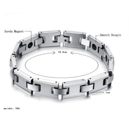 Pulseira De Saúde Energética Magnética H-Link De Prata E Tungstênio C748