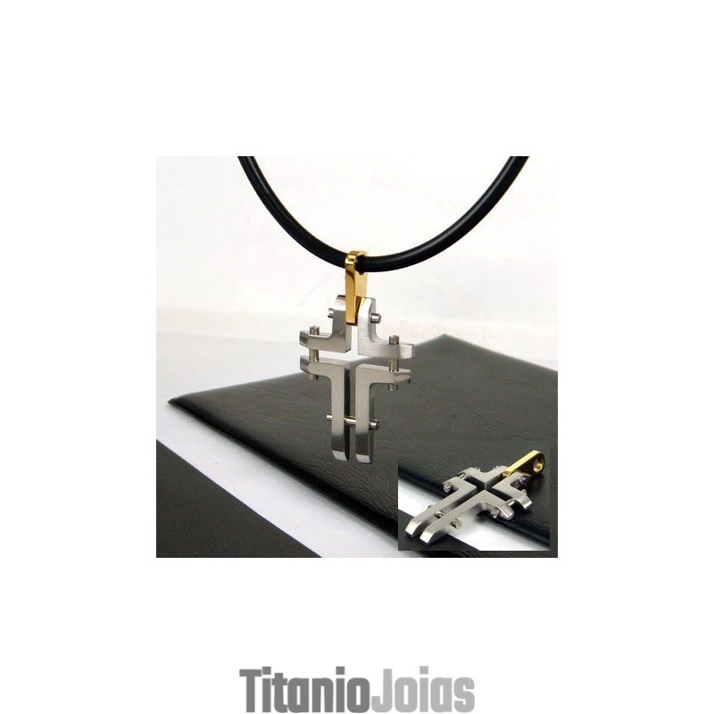 Colar Com Pingente De Aço Titânio Com Cruz Exclusiva Para Homem Colar Com Pingente De Aço Titânio Com Cruz Exclusiva Para Homem