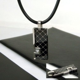 Colar Com Pingente De Titânio Puro Com Pedras Preciosas Exclusivas Para Homem