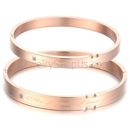 Pulseiras De Casal Em Ouro Rosa Tatanium Com Strass C710