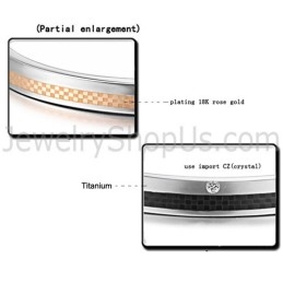 Pulseiras De Casal Tatanium Em Ouro Rosa E Grade Preta Com Strass C746