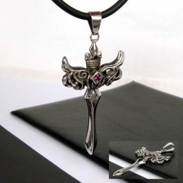 Colar Com Pingente De Cruz De Asa De Anjo Em Aço Titânio Masculino