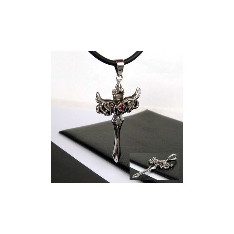 Colar Com Pingente De Cruz De Asa De Anjo Em Aço Titânio Masculino Colar Com Pingente De Cruz De Asa De Anjo Em Aço Titânio Masculino