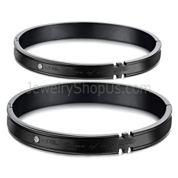 Pulseiras De Casal De Tatanium Com Strass (Preto E Ouro Rosa) C731