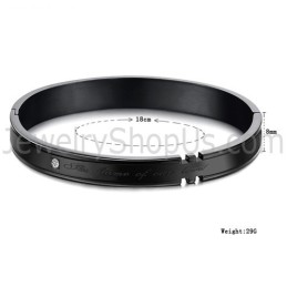 Pulseiras De Casal De Tatanium Com Strass (Preto E Ouro Rosa) C731