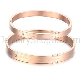 Pulseiras De Casal De Tatanium Com Strass (Preto E Ouro Rosa) C731