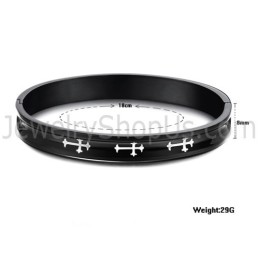 Pulseiras De Casal Pretas De Tatanium Com Cruz Branca C747