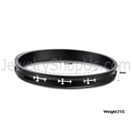 Pulseiras De Casal Pretas De Tatanium Com Cruz Branca C747