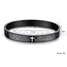 Pulseiras De Casal Tatanium Black Cross Com Cruz Branca C848