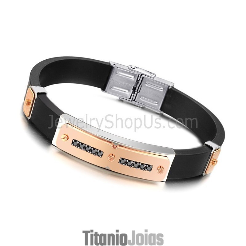 Pulseira Masculina De Titânio Com Silicone Magnético Energia Saúde C703 Pulseira Masculina De Titânio Com Silicone Magnético Energia Saúde C703