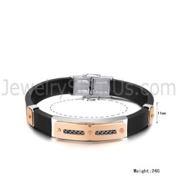 Pulseira Masculina De Titânio Com Silicone Magnético Energia Saúde C703
