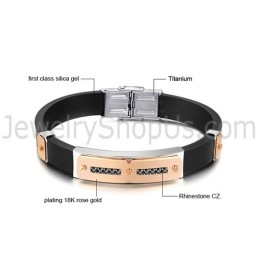Pulseira Masculina De Titânio Com Silicone Magnético Energia Saúde C703