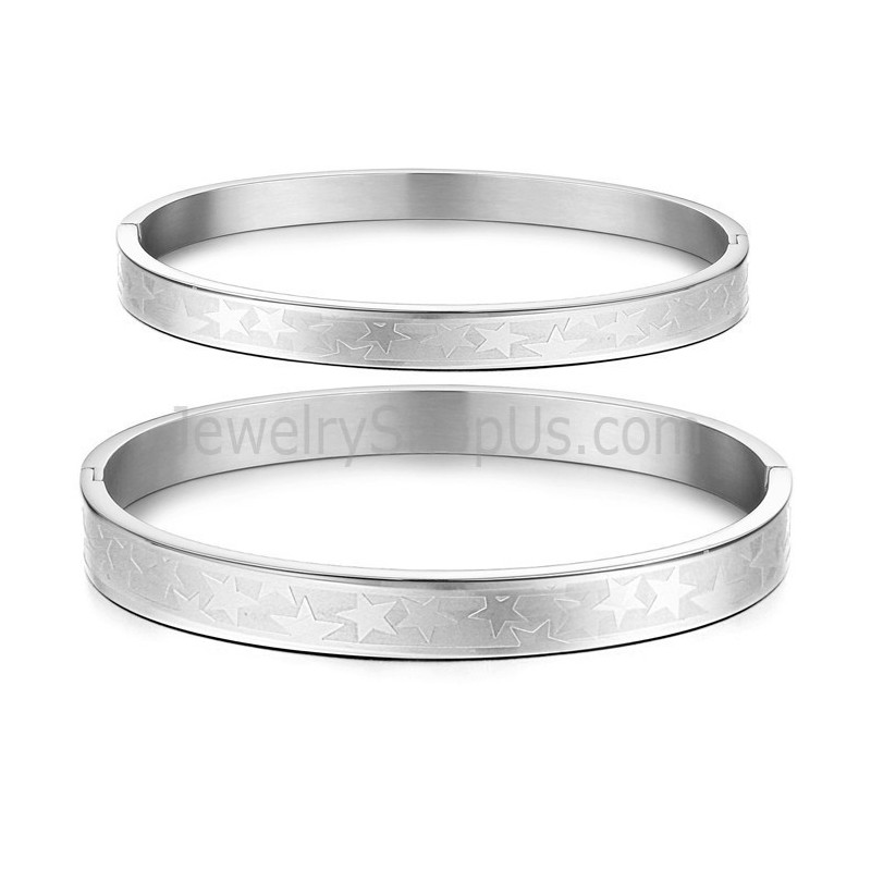 Pulseiras De Casal De Tatanium Com Estrelas C863 Pulseiras De Casal De Tatanium Com Estrelas C863