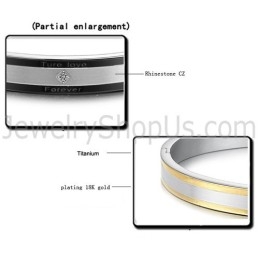 Pulseiras De Casal "Amor Verdadeiro Para Sempre" Pretas E Douradas Com Strass, Tamanho C875