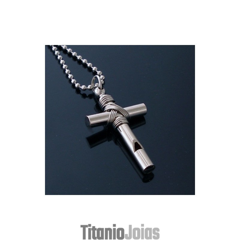 Pingente De Apito Com Cruz Masculina - Presente - Corrente Grátis