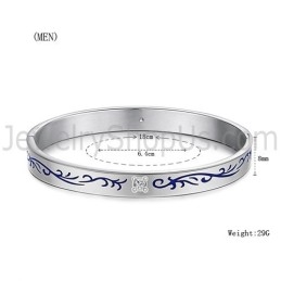 Pulseiras De Casal De Tatanium Com Flores Azuis C858