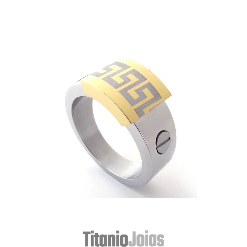 Anel De Titânio Com Detalhes Em Ouro Anel De Titânio Com Detalhes Em Ouro