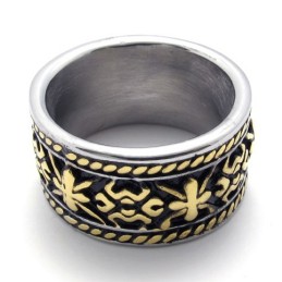 Anel De Titânio Vintage Dourado