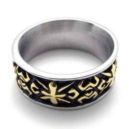 Anel De Titânio Vintage Dourado