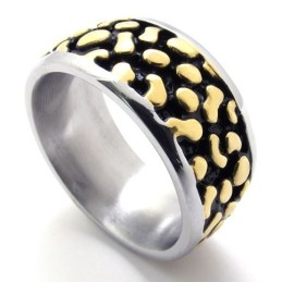 Anel De Titânio Vintage Dourado