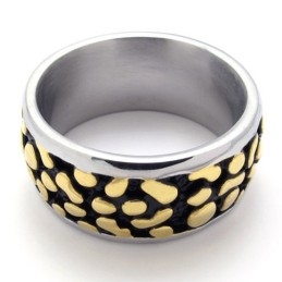 Anel De Titânio Vintage Dourado