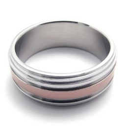 Anel De Titânio Em Ouro Rosa