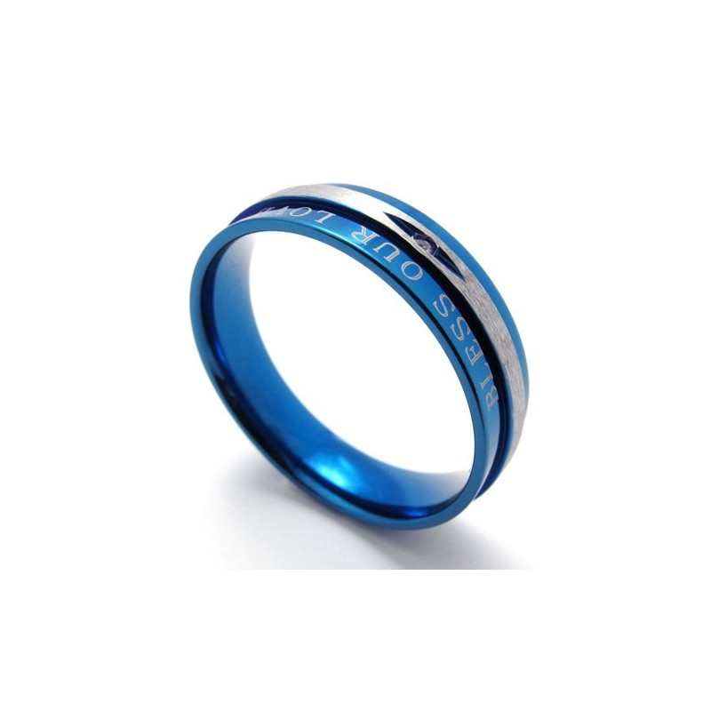 Anel De Titânio Azul Com Diamante Anel De Titânio Azul Com Diamante