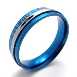 Anel De Titânio Azul Com Diamante