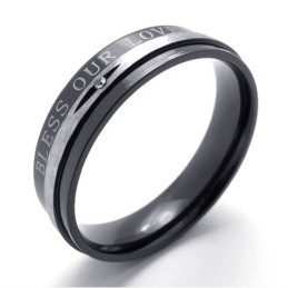 Anel De Titânio Preto Com Diamante
