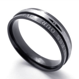 Anel De Titânio Preto Com Diamante