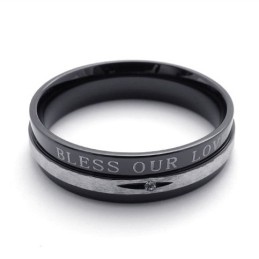 Anel De Titânio Preto Com Diamante