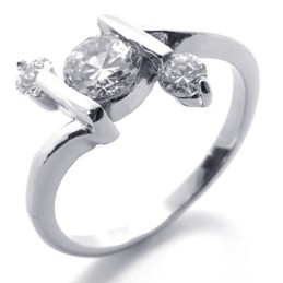 Anel De Titânio Com Diamante Para Mulheres
