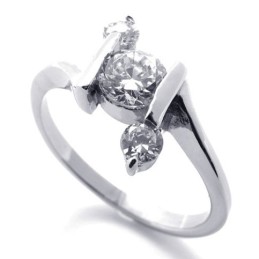 Anel De Titânio Com Diamante Para Mulheres