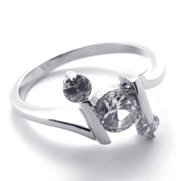 Anel De Titânio Com Diamante Para Mulheres
