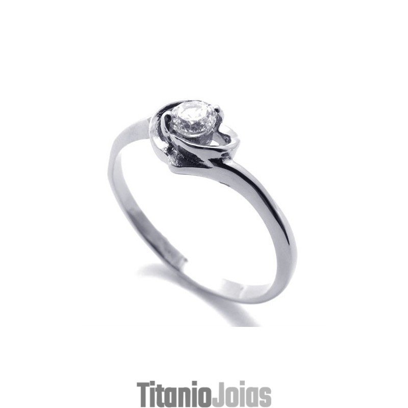 Anel De Titânio Com Diamante Para Mulheres
