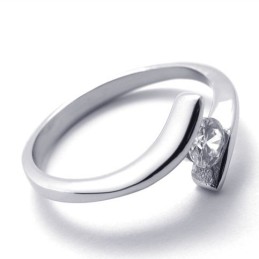 Anel De Titânio Com Diamante Para Mulheres
