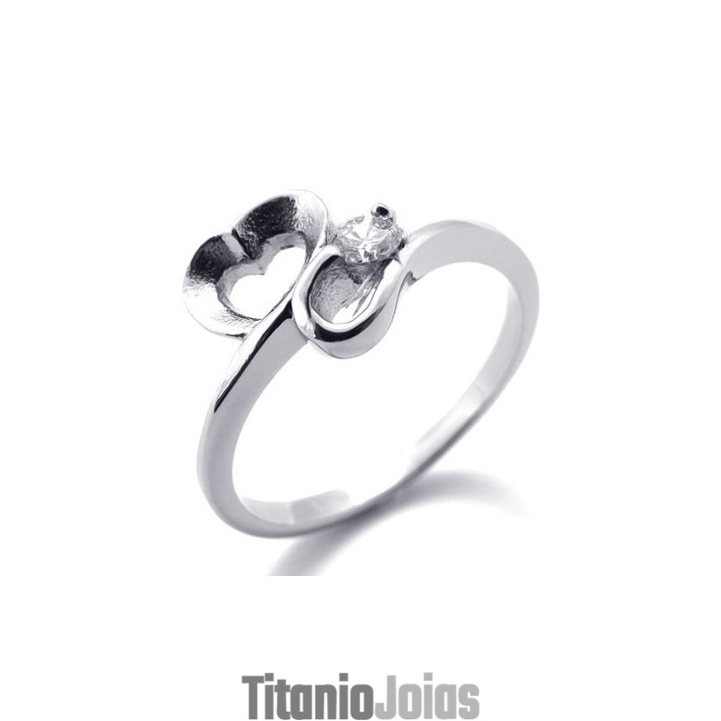 Anel De Titânio Feminino Com Diamante