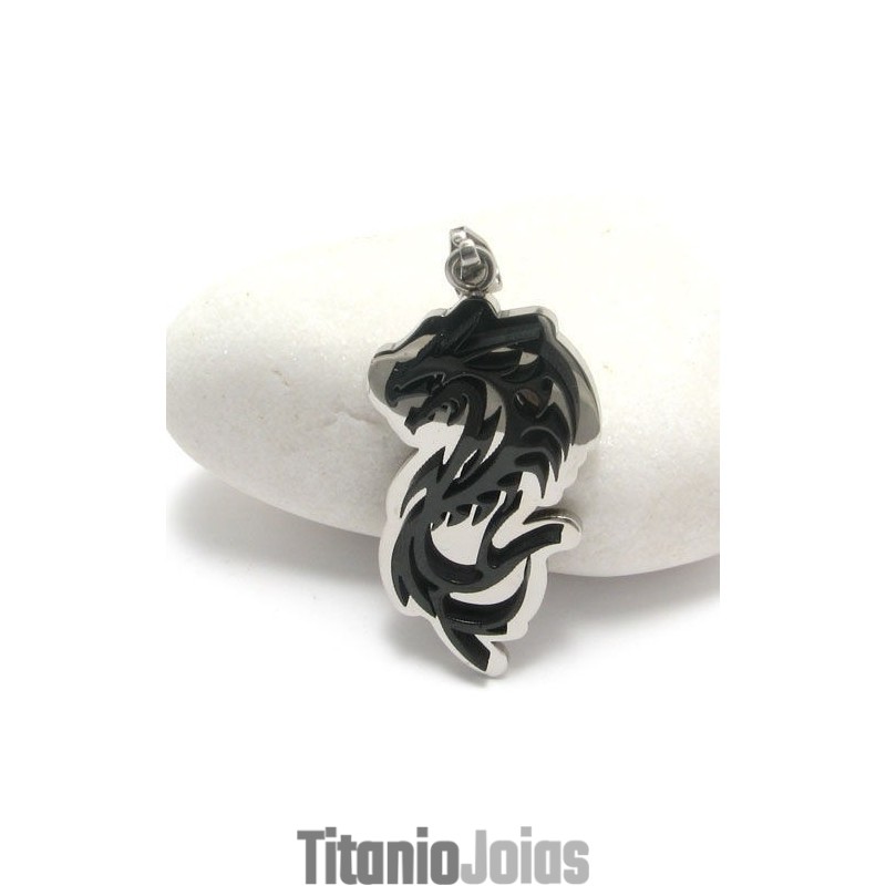 Colar Com Pingente De Titânio Puro Dragão Negro Masculino Colar Com Pingente De Titânio Puro Dragão Negro Masculino