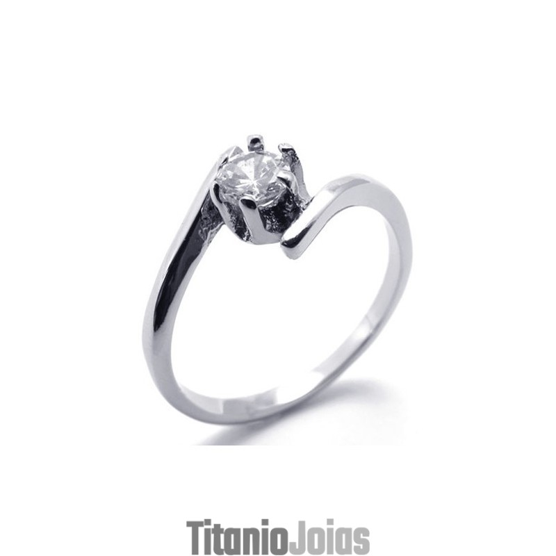 Anel De Titânio Com Diamante Feminino