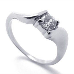 Anel De Titânio Feminino Com Diamante